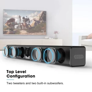 Bestisan Sound 2.0 Channel Soundbar with Built in Subwoofer Speaker, Bluetooth 5.1, Surround Sound Systems for PC, TV Latop, 80W - Image 5