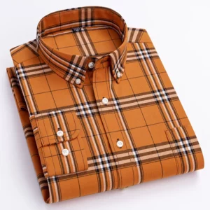 New in shirt100%cotton long sleeve shirts for men slim fit casual shirt fashion vintage streetwear elegant soft plaid clothes - Image 5