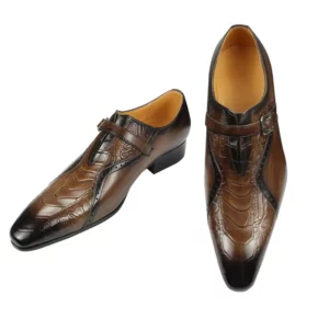 Deluxe Trendy Men's Leather Brogue Shoes Daily Outdoor Casual Shoes Brown Black Print Design Custom Service Drop Shipping - Image 2