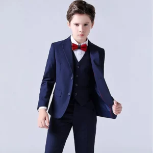 Spring Big Boys Top Quality Plaid Wedding Suit Teenager Kid Formal Tuxedo Bowtie Dress Children Blazer Party Performance Costume - Image 4