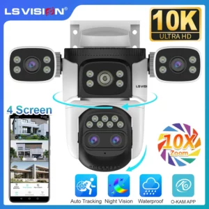 LS VISION 20MP 10X Zoom Four Screens WiFi IP Camera Wireless Outdoor 10K Four Lens PTZ Human Auto Tracking Surveillance Cameras - Image 1