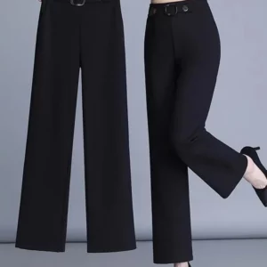 Plaid Office Straight Pants Women Big Size 4xl Korean Casual Baggy Pantalones High Waist Formal Wide Leg Trousers New Spodnie - Image 3