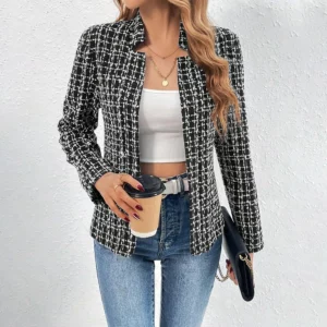 Autumn Casual Long Sleeve Blazer Jacket Women 2024 Fashion Plaid New In Coats Outerwears Blazers Femme Winter Clothes - Image 4