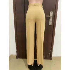 Stigende Wide Leg Straight Dress Pants with Pocket Women Plain Color Business Casual Pants Loose Fit Midi Waist Office Trousers - Image 4
