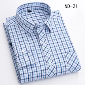 New Cotton Plaid Shirts For Man Long Sleeve Single Pocket Regular Fit Soft Easy Care Classic Dress Casual Shirts Man Clothing - Image 5