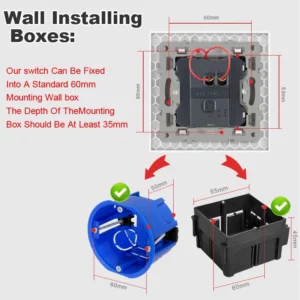 NYWP Luxury Crystal Tempered Glass Panel 1 Gang 2 Way Light Switch On / Off Wall Switch With LED Indicator 16A AC 250V - Image 4