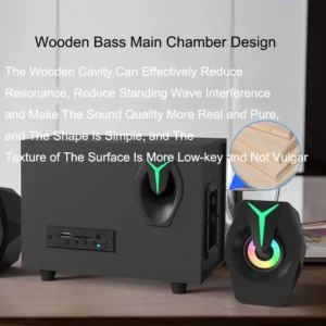 Wood 2.1 Multimedia Overweight Subwoofer Mobile Phone Plug Card Bluetooth Speaker USB Active Laptop - Image 2