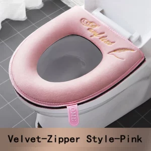 Universal Toilet Seat Cover Winter Warm Soft WC Mat Bathroom Washable Removable Zipper With Flip LidHandle Waterproof Household - Image 3