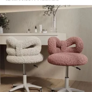OMGD Lift Swivel Make-up Chair Girls Bedroom Cream Wind Bow Dressing Stool Computer Chair Manicure Backrest Chairs Camping Home - Image 2