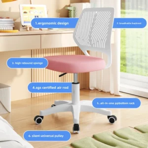Mesh Task Chair 2024 Edition Pink Office Chair with Plush Padded Seat Swivel Adjustable Desk Chair Ergonomic Office Chair - Image 4