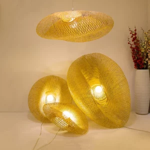 Japanese Design Bamboo Birds Nest Chandelier Hand-woven Personality Wave Hat Creative Hot Pot Restaurant Hotel Pendants Lamps - Image 5