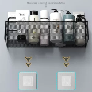 Wall-mount Bathroom Shelf Shower Shampoo Rack Toilet Accessories Kitchen Free Punch Condiment Storage Basket Bathroom Organizer - Image 3