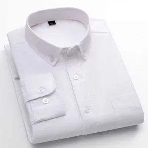 Classic fit fasion 100%Cotton long-sleeve shirt for men single pocket slim fit Casual top soft Oxford solid color office clothes - Image 2