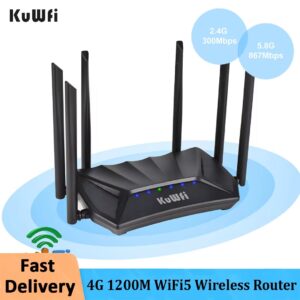 KuWFi 1200Mbps 4G LTE Router 2.4G 5G Dual Band Wireless Router with 6*5dBi High Gain Antennas with Gigabit WAN LAN Port - Image 5