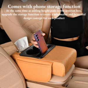 Car Center Console Armrest Cushion Thicken Arm Rest Box Pad Side Extension Cushion with Cup Holder Tissue Box Organizer Bag - Image 2