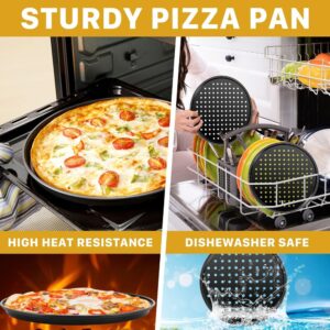 Nonstick Carbon Steel Pizza Pan Round Pizza Baking Tray with Holes for Crispy & Bubbly Home Restaurant Kitchen Baking Tools - Image 2