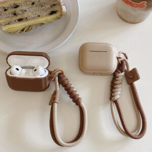 caramel color soft silicone earphone case with bracelet fall prevention couple for airpods 2 3 pro 2 bluetooth charging box case - Image 4