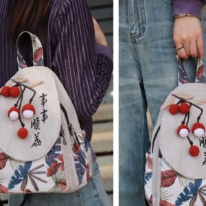 Litchi shaped hand woven multi layered canvas bag, birthday gift for girlfriend - Image 5