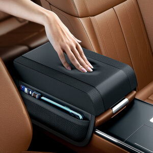 Car Armrest Box Height Pad Universal Leather Armrest Cushion with Pocket Central Memory Cotton Elbow Support Armrest Storage - Image 2