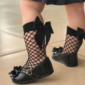 Fashion Baby Girl Mesh Socks With Big Bow Summer Cotton Breathable Black White Cute Toddler Kids Socks 0-6 Years old - Image 5
