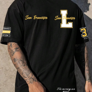 Men's casual fashion short-sleeved T-shirt 3D printing letters printing summer outdoor street daily breathable wear - Image 7