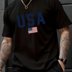 Mens Summer Crew Neck Alphabet Pattern Short Sleeve T-Shirt - Breathable Polyester Fabric,Slight Stretch,Regular Fit,Casual - Image 6