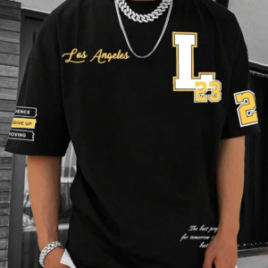 Men's casual fashion short-sleeved T-shirt 3D printing letters printing summer outdoor street daily breathable wear - Image 4