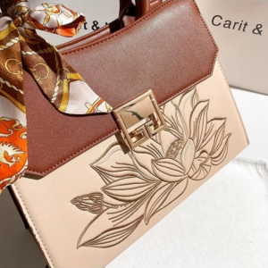 Chinese Embroidery Floral Women's Handbag Textured Leather Large Capacity Tote Bag Shoulder Messenger Bag Lady Purse Gift Bag - Image 3