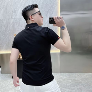 Trend Fashion Men Polo Shirts Summer Solid Lapel Embroidery Badge Button Smart Casual All-match Short Sleeve Slim T-shirt Tops - Image 3