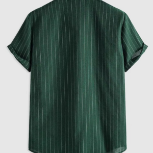 New Striped Shirt for Men Cotton Short Sleeves Button Blouses Casual Turn-down Collar Shirt Summer Streetwear Overshirts Tops - Image 7
