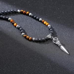 TIBETAN BUDDHIST PHURBA KILAYA THE MAGIC DAGGER WITHTIGER’S EYE LAVA STONE NECKLACE FOR MEN JEWELRY - Image 4