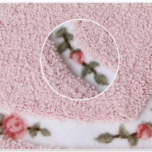 Heart Shape Nonslip Bath Mat Embroidered Toilet Rug Kit Water Absorption Door Mat for Bathroom Toilet Bedroom 2 Sizes Floor Mat - Image 5