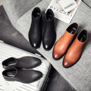 Spring Fashion Leather Men Boots Convenient Zip Pointed Toe Business Dress Boots Shoes Men Black Brown Ankle Boots Men rtg5 - Image 5