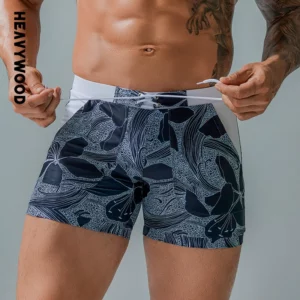 Heavywood Summer Men's Beach Swimming Trunks Drawstring Elastic Waist Swimsuit Shorts Man Plus Size Quick Drying Swimwear Shorts - Image 4