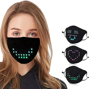 LED Voice Activated Face Mask USB Rechargeable Sound Active Light up Face Mask for Costume Christmas Halloween Party Masks - Image 2