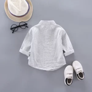 IENENS Spring Thin Shirts Baby Boys Long Sleeve Striped Print Shirts Kids Tops Tees Shirts Casual Blouse - Image 2