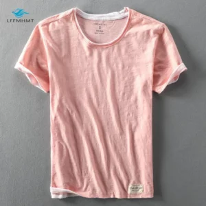 Men Summer Fashion Brand Japan Style Bamboo Cotton Solid Color Short Sleeve T-shirt Male Casual Simple Thin White Tee Tshirts - Image 2
