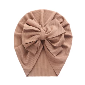 Solid Ribbed Bunny Knot Turban Hats for Baby Boys Girls Beanies Striped Thin Elastic Caps Bonnet Newborn Toddler 0-4T Headwraps - Image 4