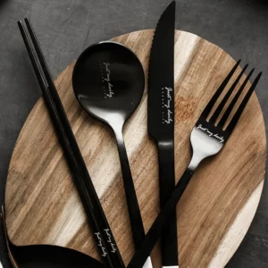 Nordic Dinnerware Dining Table Set Stainless Steel Cutlery Set Fork Spoon Knife Chopsticks Sets Stitching Color Kitchen Flatware - Image 2