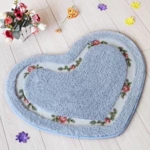 Heart Shape Nonslip Bath Mat Embroidered Toilet Rug Kit Water Absorption Door Mat for Bathroom Toilet Bedroom 2 Sizes Floor Mat - Image 3