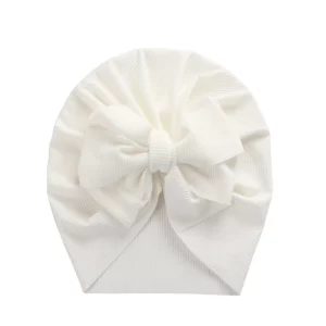 Solid Ribbed Bunny Knot Turban Hats for Baby Boys Girls Beanies Striped Thin Elastic Caps Bonnet Newborn Toddler 0-4T Headwraps - Image 3