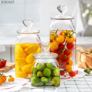 Love Storage Jar Transparent Glass Food Sealed Cans Candy Snack Box Household Fruit Coffee Bean Miscellaneous Grains Sealed Can - Image 2