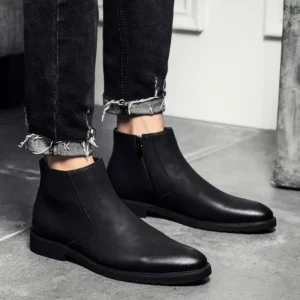 Spring Fashion Leather Men Boots Convenient Zip Pointed Toe Business Dress Boots Shoes Men Black Brown Ankle Boots Men rtg5 - Image 2