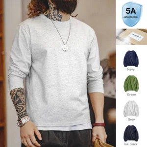 Maden New Casual Sorona Cool Long-sleeved T-shirt Quick-drying Antibacterial Round Neck Top for Men's Spring And Autumn - Image 1