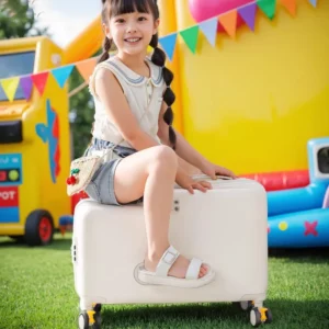 18 inch New Suitcase with Seat for Children Small Luggage Lightweight PC Boarding Suitcase Foldable Pedal Girls and Boys - Image 3