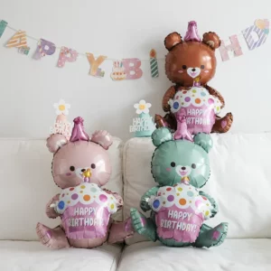 3-Layer Large Cake Balloons Happy Birthday Cartoon Bear Cake Foil Balloons for Kids Birthday Party Decoration Props Ballon Toys - Image 5