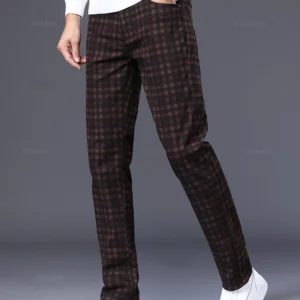 High Quality Brand Clothing Classics Plaid Casual Pants Men 98%Cotton Retro Business Banquet Check Trousers Male Plus Size 40 42 - Image 2