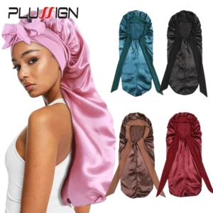 Soft Silky Long Satin Bonnet For Natural Hair And Curly Hair Extra Large Size Hair Cap With Tie For Comfortable Night Sleep 1Pcs - Image 1