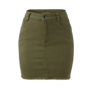 Skirt with Suspenders Womens Daily Casual Classic Blue Buttons Pockets Ripped Zipper Denim Skirt Women Skirts Short - Image 4