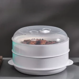 Double Plastic Steamer Microwave Oven Round Steamer With Lid Cookware Steamer Household Steamed Buns Kitchen Cooking Tools - Image 5